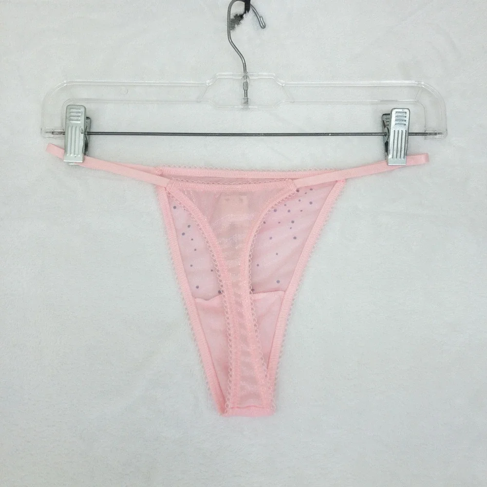 Victorias Secret Dream Angels Crystal Shimmer Thong Panties Womens Medium Pink
